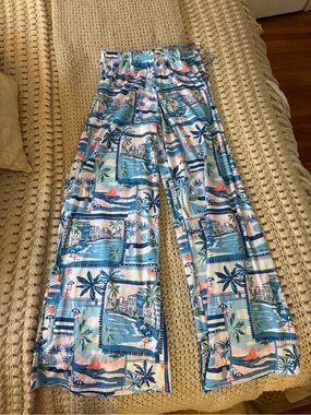 Time and Tru Light Blue Tropical Wide-Leg Pants